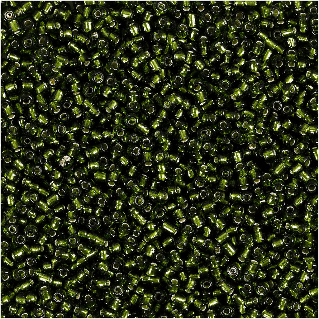 Perles de rocaille Creativ company, d 1,7 mm, taille 15 0, diamètre du trou 0,5-0,8 mm, vert herbe, 25 gr 1 boîte