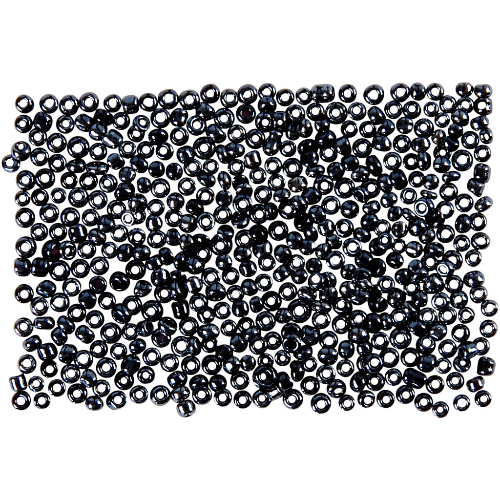 Perles de rocaille Creativ Company, d 1,7 mm, taille 15 0, taille du trou 0,5-0,8 mm, gris foncé, 500 gr 1 sachet