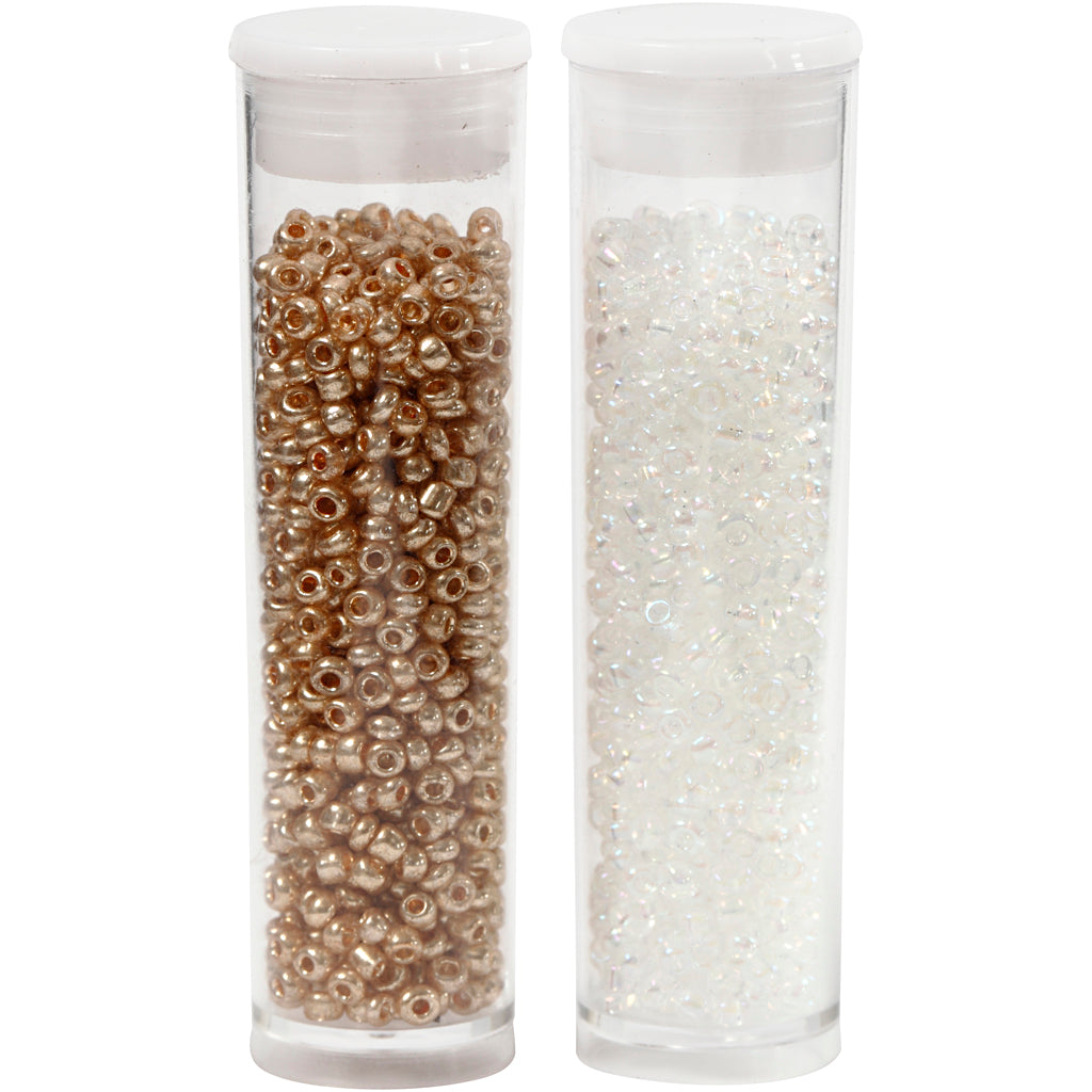 Perles de rocaille Creativ company, d 1,7 mm, taille 15 0, diamètre du trou 0,5-0,8 mm, blanc, 2x7 g 1 boîte