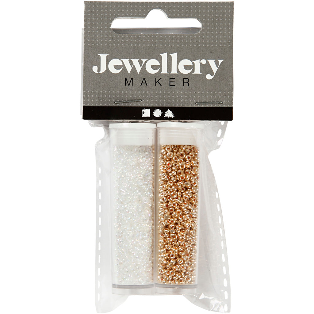 Perles de rocaille Creativ company, d 1,7 mm, taille 15 0, diamètre du trou 0,5-0,8 mm, blanc, 2x7 g 1 boîte