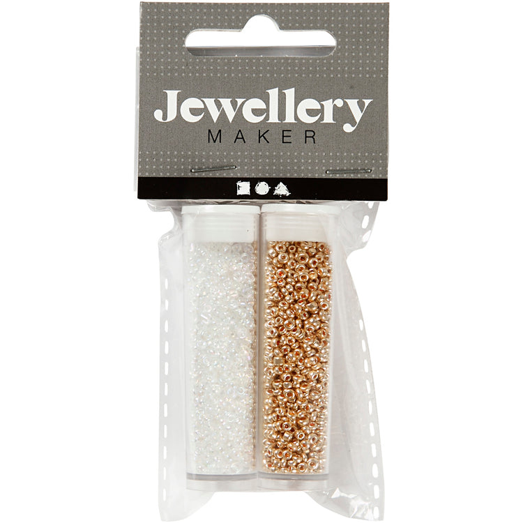 Perles de rocaille Creativ company, d 1,7 mm, taille 15 0, diamètre du trou 0,5-0,8 mm, blanc, 2x7 g 1 boîte