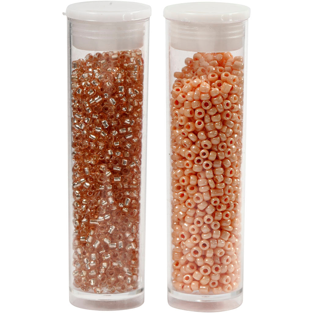 Creativ company perles de rocaille, d 1,7 mm, taille 15 0, diamètre du trou 0,5-0,8 mm, pêche, pêche clair, 2x7 g 1 boîte