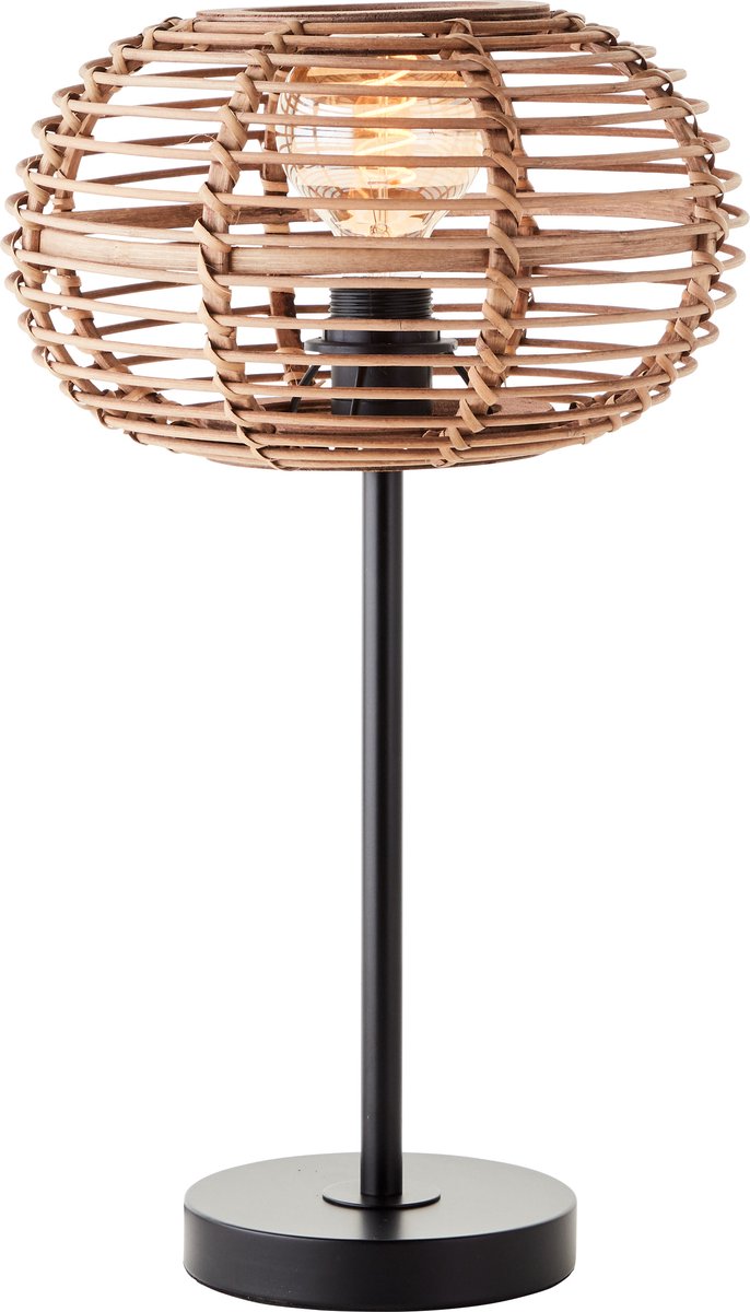 Brilliant woodball - lampe de table - e27 - max 1x40w - rotin noir