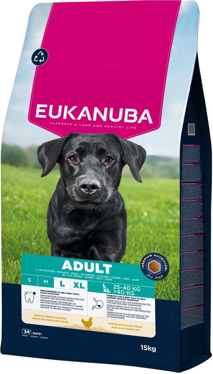 Eukanuba adulte grande série - nourriture sèche pour grands chiens - poulet - 15kg
