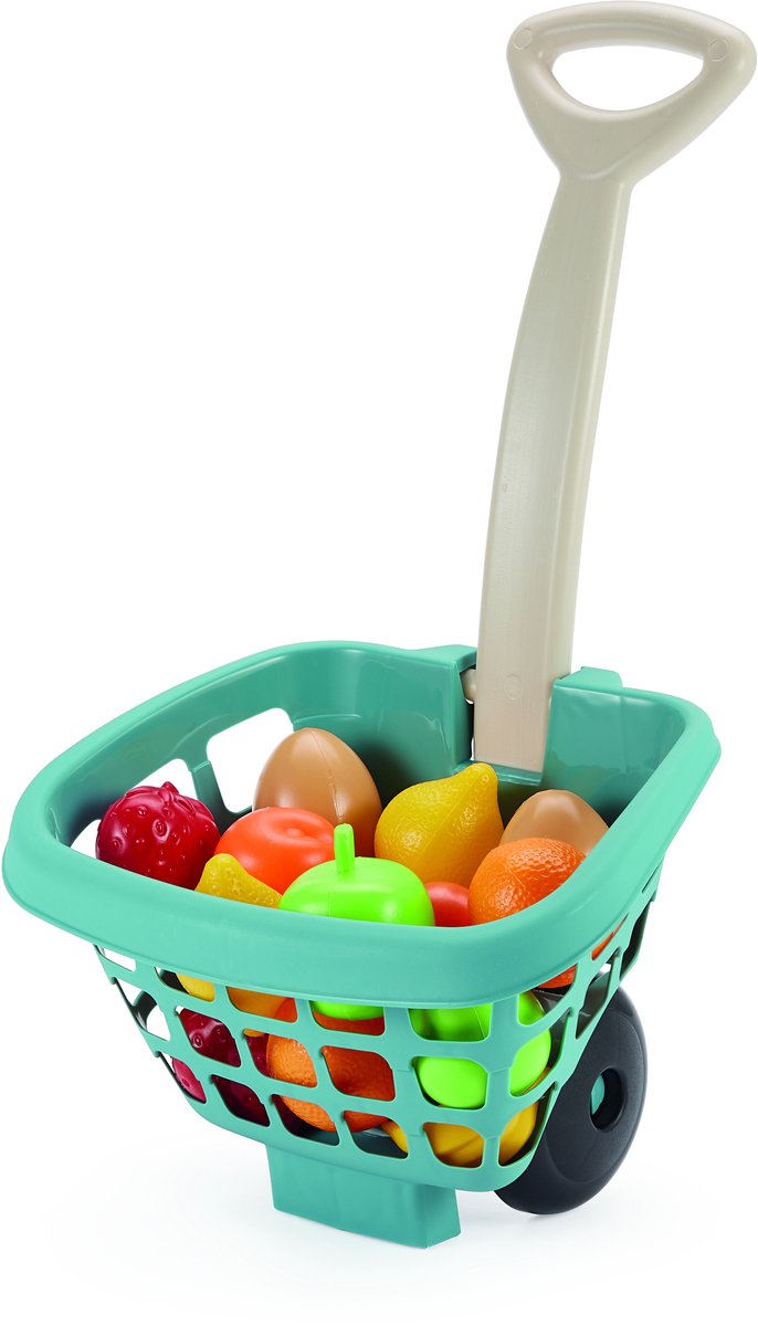 Ecoiffier Winkeltrolley avec des fruits, 14dlg.