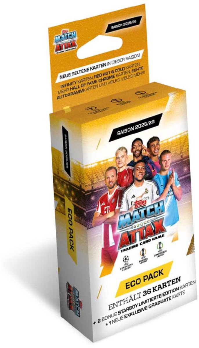 Topps uefa champions league 2025 26 match attax eco pack cartes à collectionner multicolores