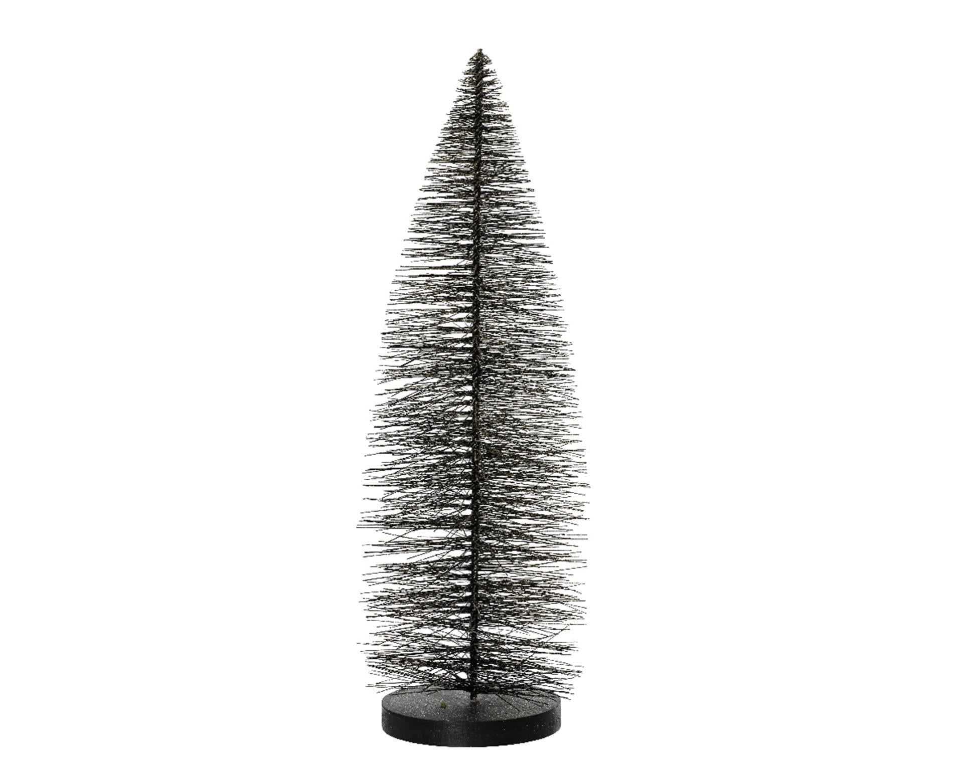Decoris statue sapin de Noël noir et doré 20cm