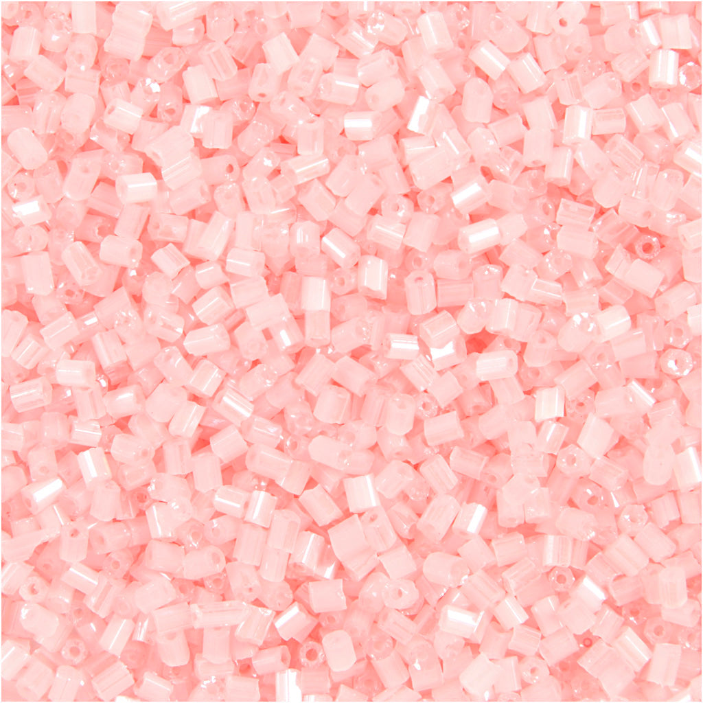 Creativ company perles de rocaille 2 tailles, d 1,7 mm, taille 15 0, diamètre de trou 0,5 mm, rose transparent, 25 g 1 boîte