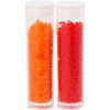 Creativ company perles de rocaille coupe 2, d 1,7 mm, taille 15 0, diamètre de trou 0,5 mm, orange transparent, rouge transparent, 2x7 g 1 boîte