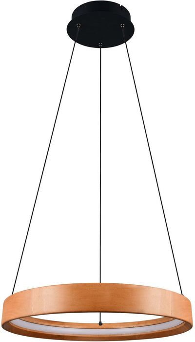 Trio lynwood - lampe suspendue - couleur bois - incl. 1x SMD 28 W - dimmable avec interrupteur - montage au plafond - fonction mémoire - réglable en hauteur - certificat FSC