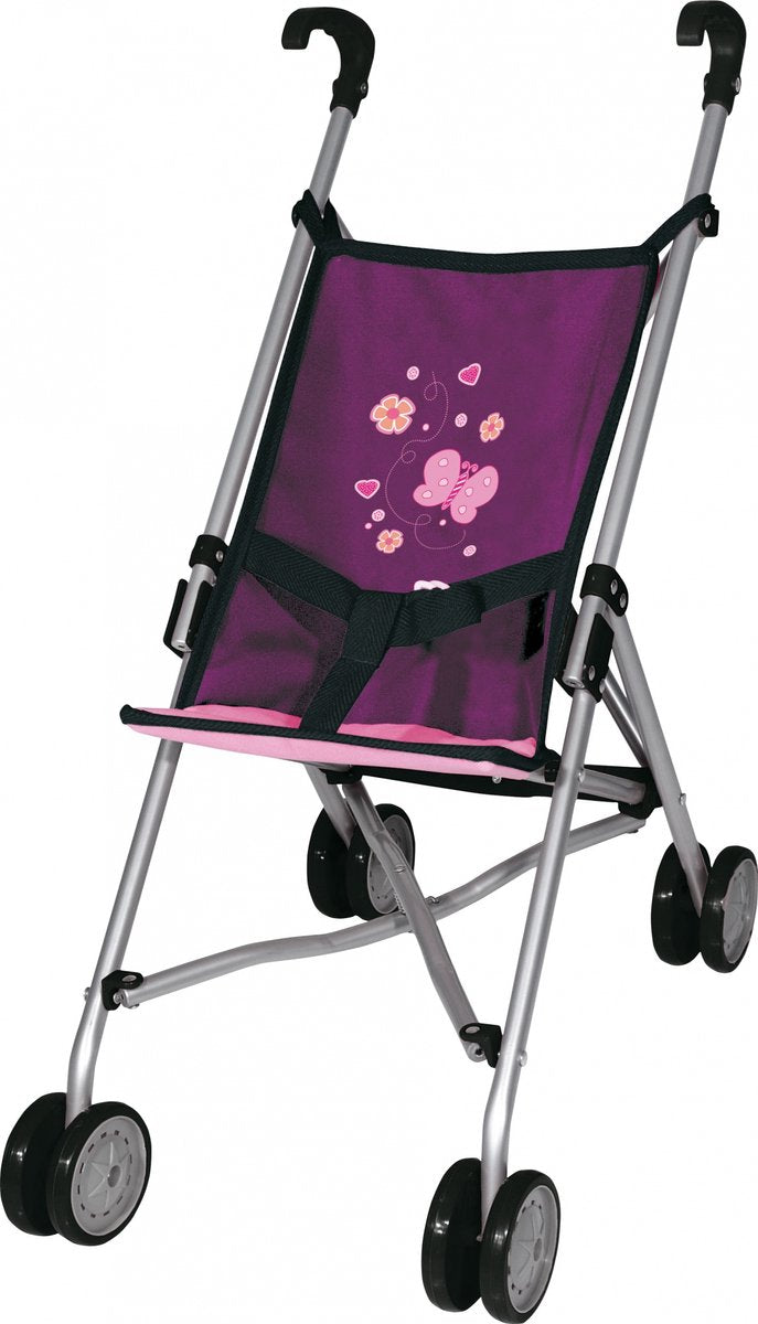 Design Bayer - poussette de poupée - violet avec papillon
