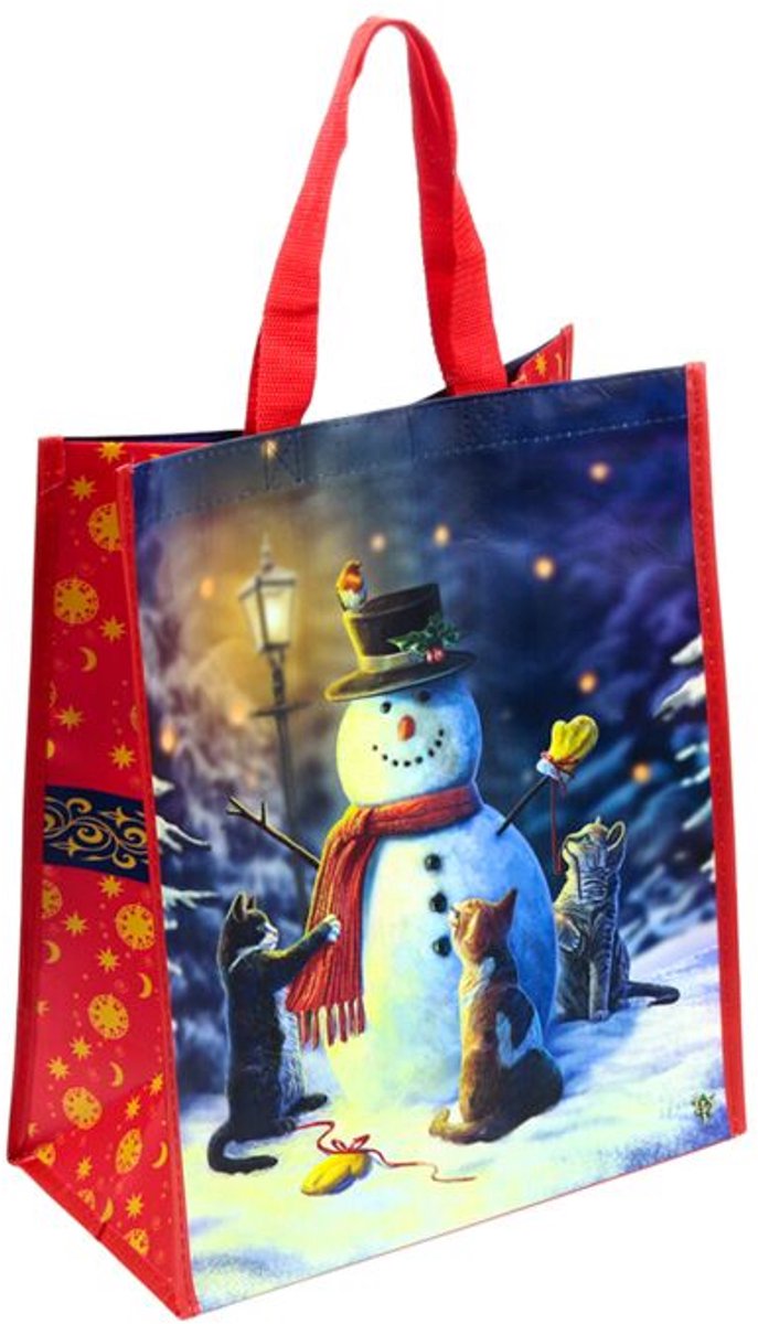 Sac cabas durable Lisa Parker chats de Noël bonhomme de neige