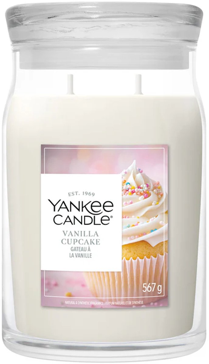 Bougie Yankee - bougie parfumée en grand pot cupcake vanille - 90 heures de combustion - deux mèches