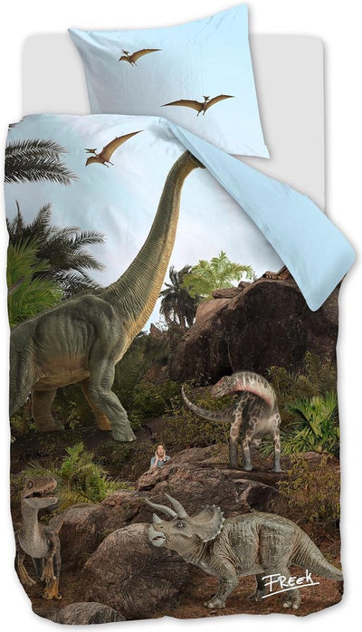 Housse de couette Freek Spark Brave Dinos - simple - 140x200 - naturel