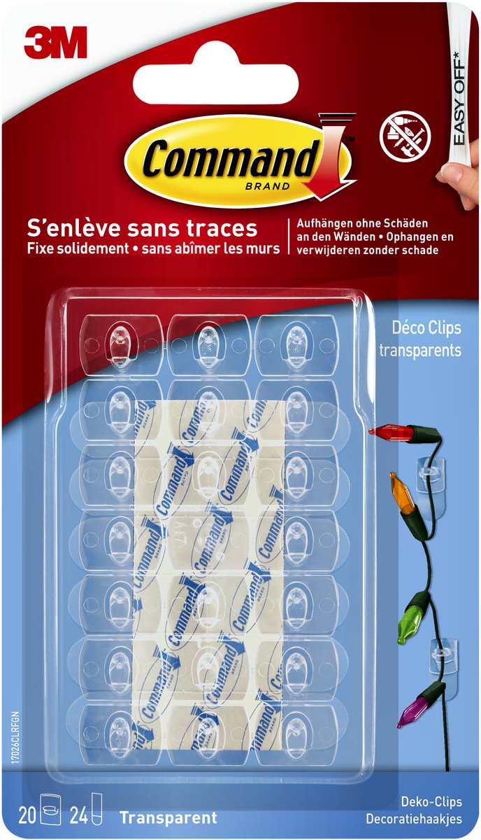 3m 1071797 - pinces décoratives transparentes command™ avec s transparents | 16 pièces