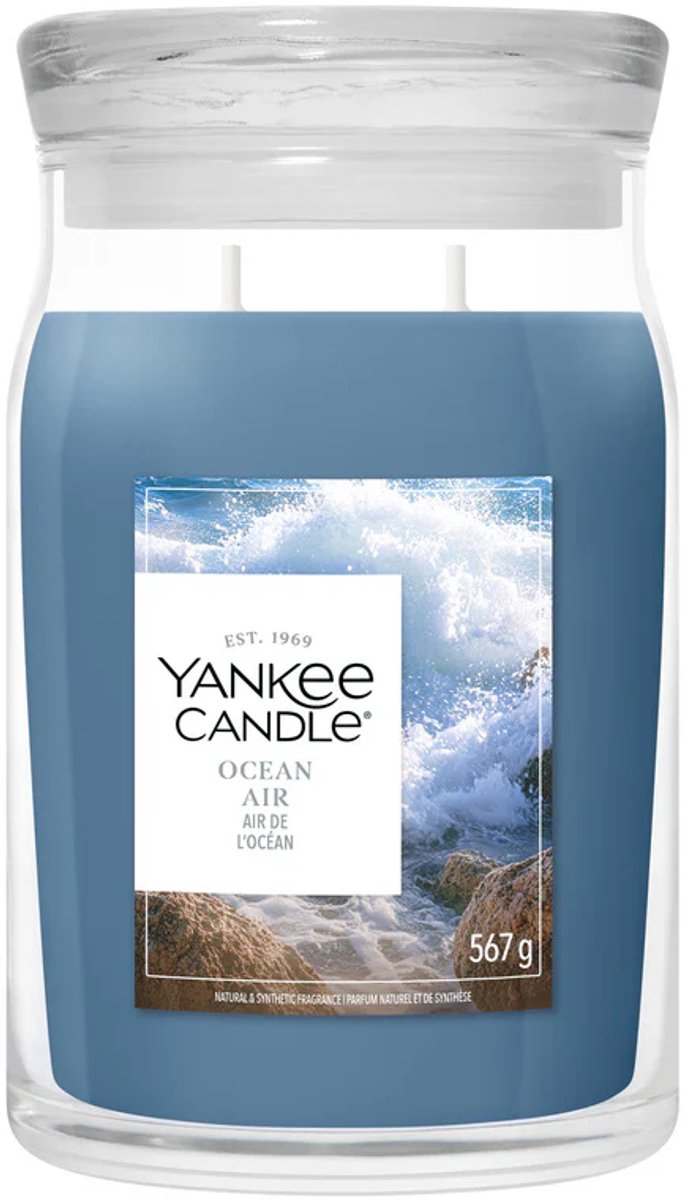 Bougie Yankee - bougie parfumée en grand pot air océan - 90 heures de combustion - deux mèches