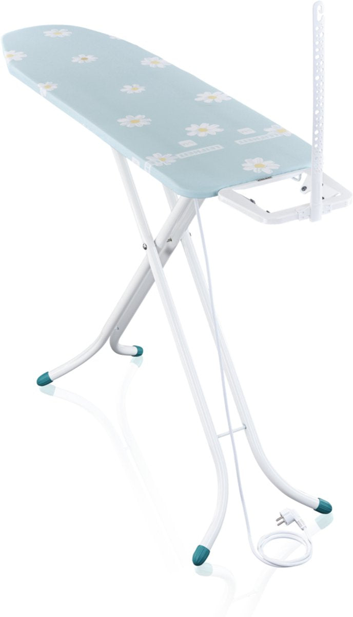 Leifheit table à repasser classic m - compacte plus - 120x38 cm - fleurs bleu clair