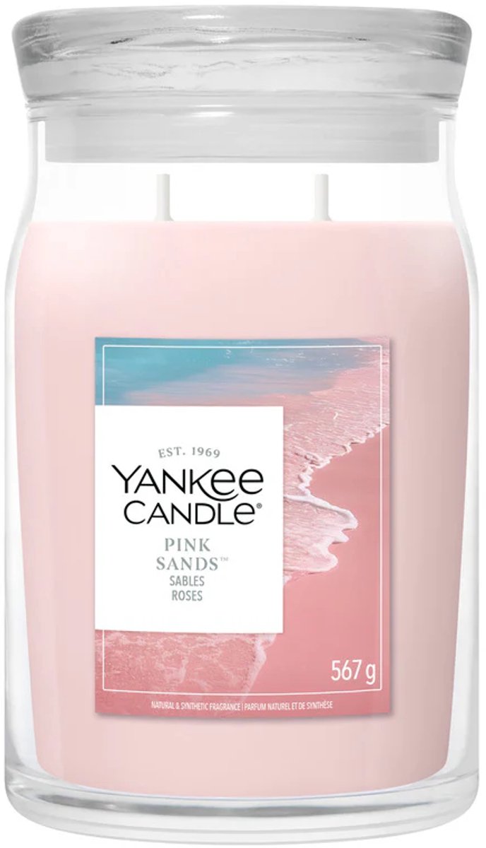 Bougie Yankee - bougie parfumée en grand pot sables roses - 90 heures de combustion - deux mèches