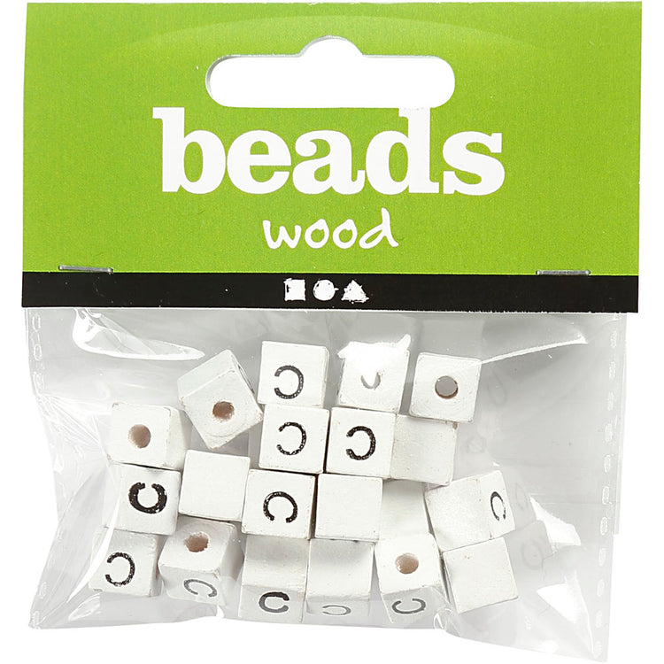 Perles lettre Creativ company, c, dim. 8x8 mm, diamètre intérieur 3 mm, blanc, 25 pièces 1 boîte