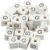 Perles lettres Creativ company, g, dim. 8x8 mm, diamètre intérieur 3 mm, blanches, 25 pièces 1 boîte