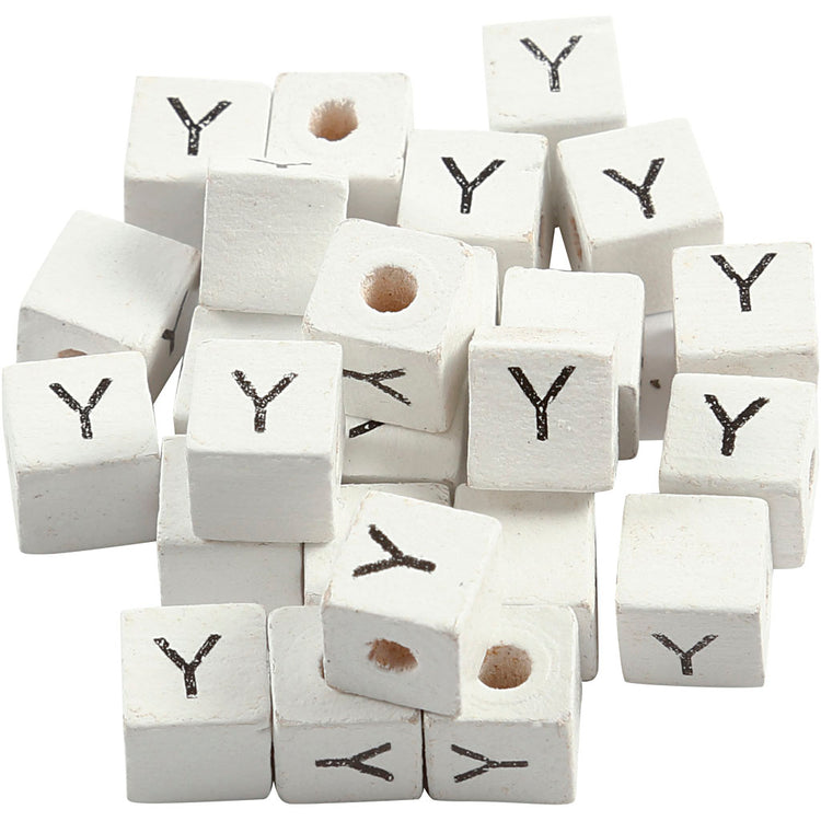 Perles lettre Creativ company, y, dim. 8x8 mm, diamètre intérieur 3 mm, blanches, 25 pièces 1 boîte