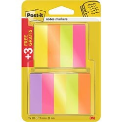 Index post-it 670p63 papier 15x50mm pack assorti 9 pièces
