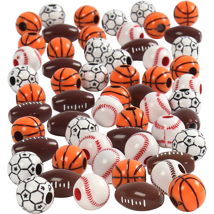 Perles de sport Creativ Company, taille 11-15 mm, diamètre du trou 3-4 mm, env. 220 pièces, différentes couleurs, 270 g 1 boîte