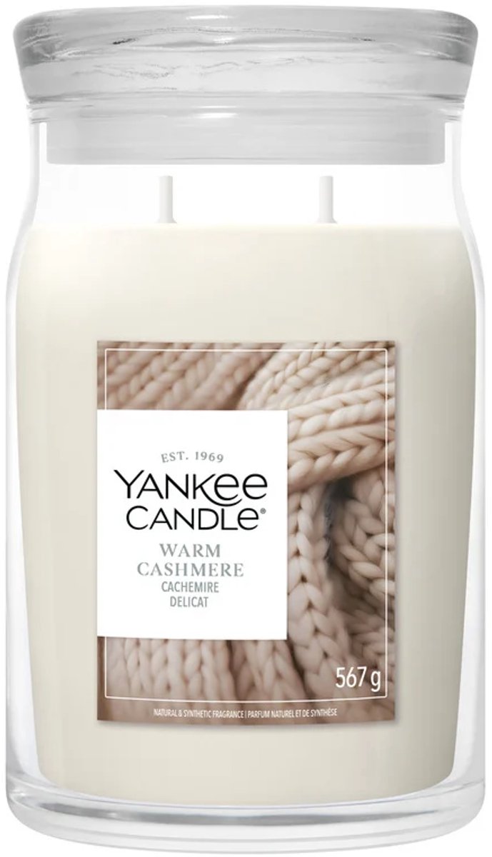 Bougie Yankee - bougie parfumée en grand pot en cachemire chaud - 90 heures de combustion - deux mèches