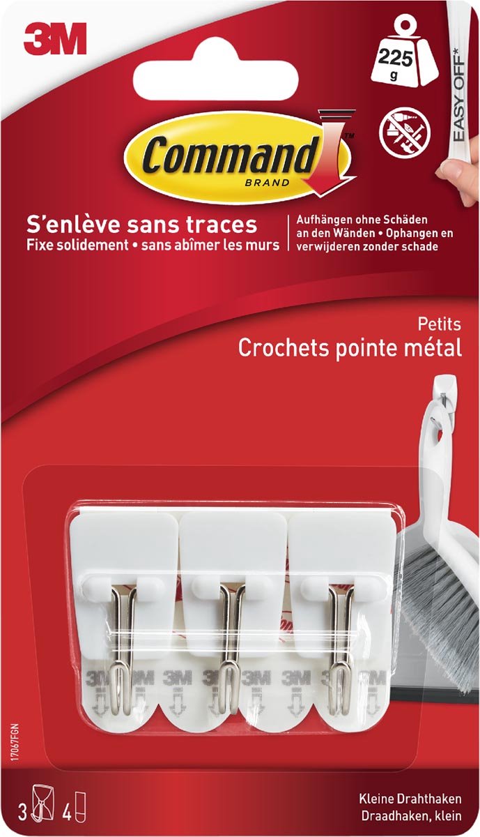 3m 1060951 - cmnd crochets en fil blanc, petit, 3hks + 4s pk | 12 pièces