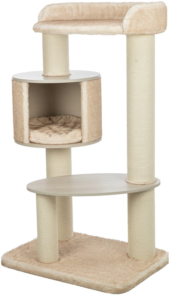 Trixie griffoir kiara xxl crème - troncs de sisal robustes, abri avec coussin - 78x56x135 cm