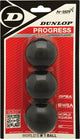 Dunlop progress - balles de squash joueur intermédiaire - blister 3 balles - noir