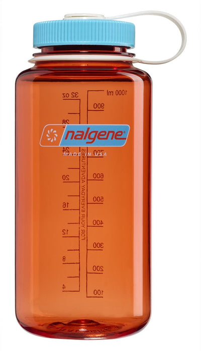Nalgene - bouteille à large goulot - gourde - bouteille d'eau - 1000 ml - sans bpa - sustain - flamme avec atoll bleu nouveau