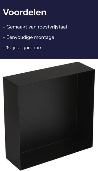 Niche encastrable pour boîte de réception Plieger - niche en saillie - acier inoxydable - 30x30x10 cm - noir mat
