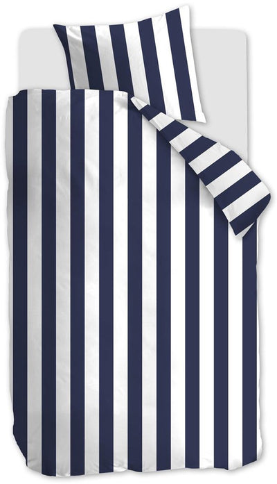 Vtwonen - housse de couette à rayures verticales - simple - 140x200 220cm - bleu marine