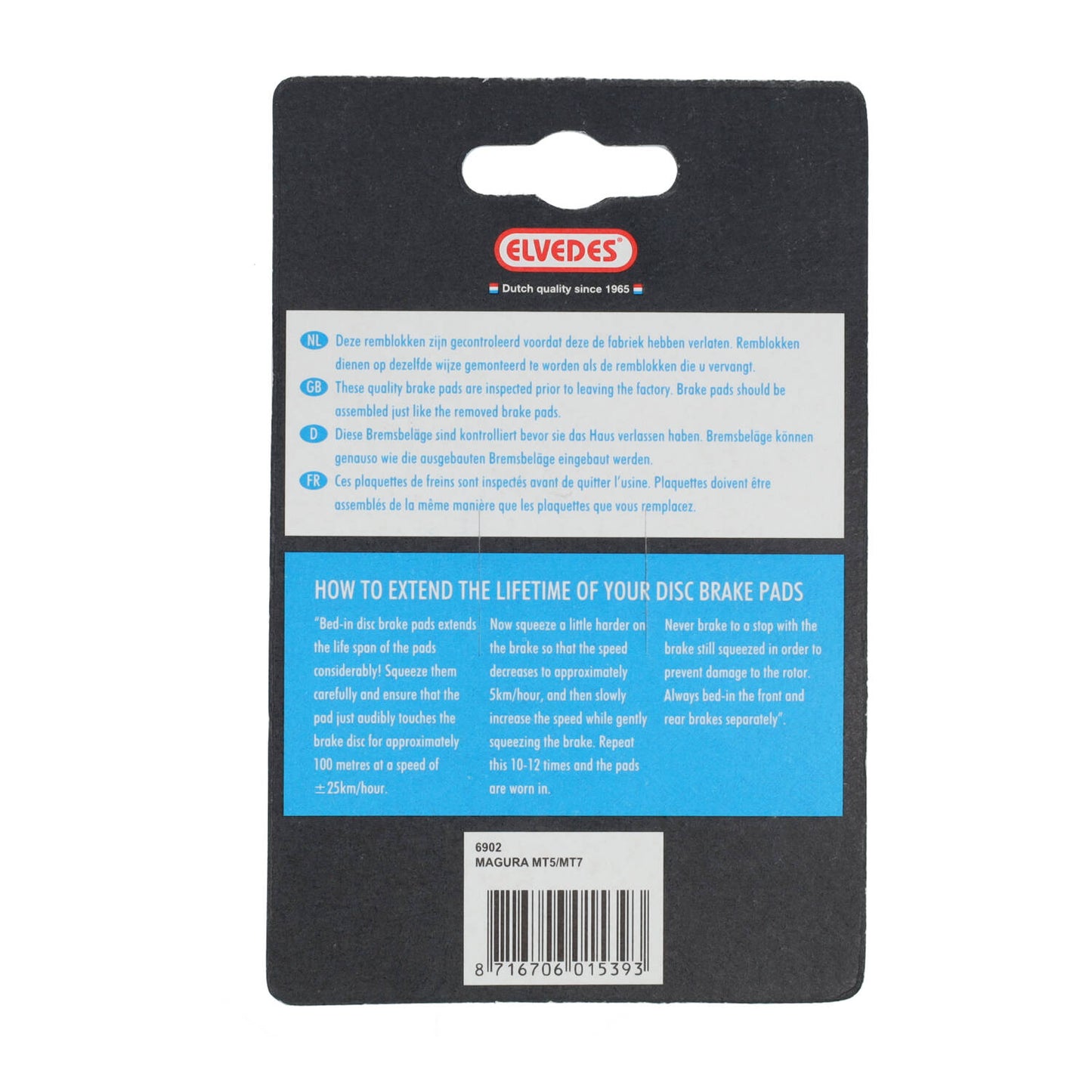 Jeu de plaquettes de frein à disque Elvedes organic Magura MT5 MT7 (1 paire)