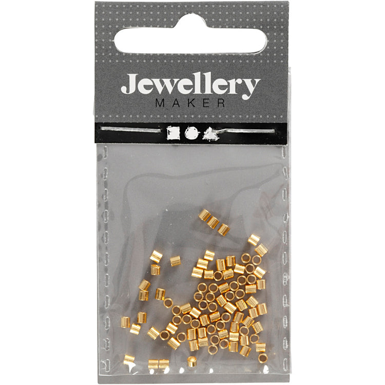 Tube de perles à écraser Creativ company, taille 2x2 mm, diamètre intérieur 1,4 mm, plaqué or, 80 pièces 1 boîte