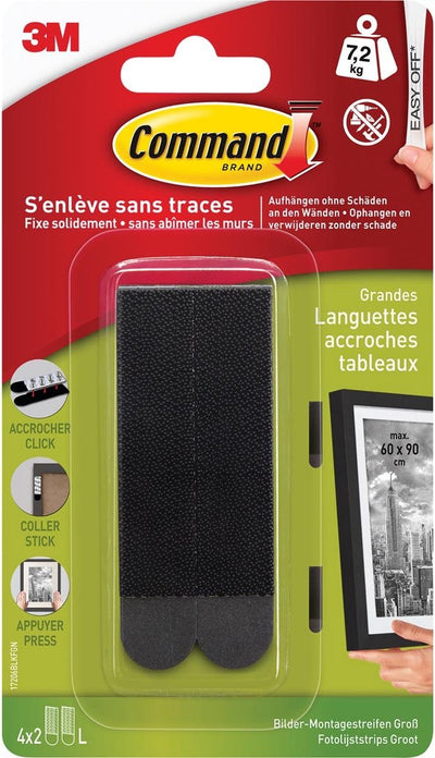 Bandes de cadre photo Command™, 17206blk, noir, grande, 4 x 2 bandes, 7,2 kg