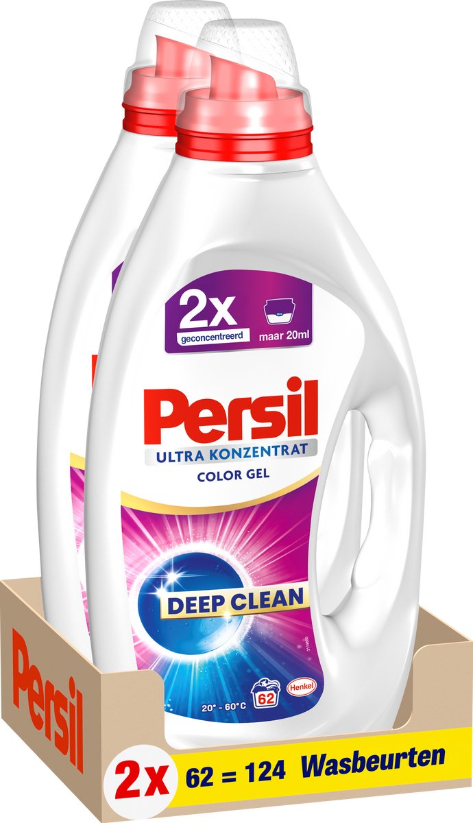 Persil gel couleur ultra concentré - lessive liquide - lessive colorée - 124 lavages - duo vrac