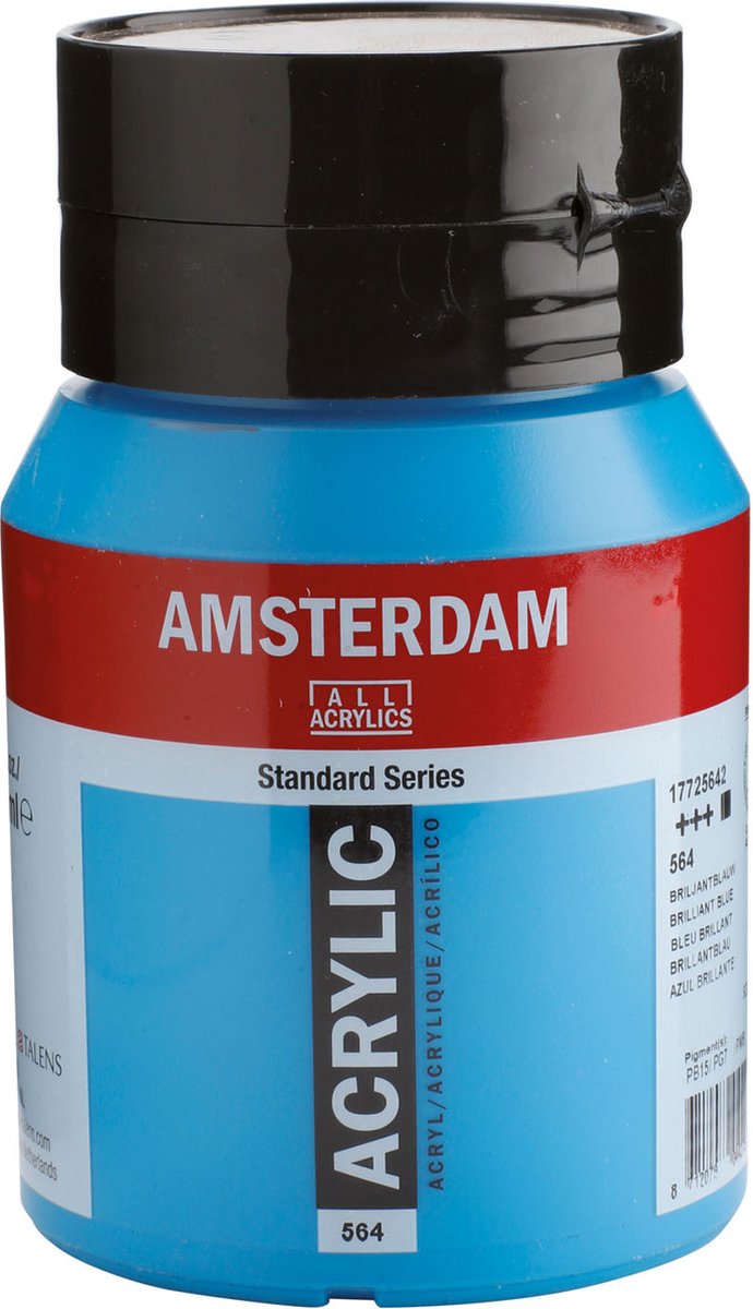 Pot de peinture acrylique série standard Amsterdam 500 ml bleu brillant 564