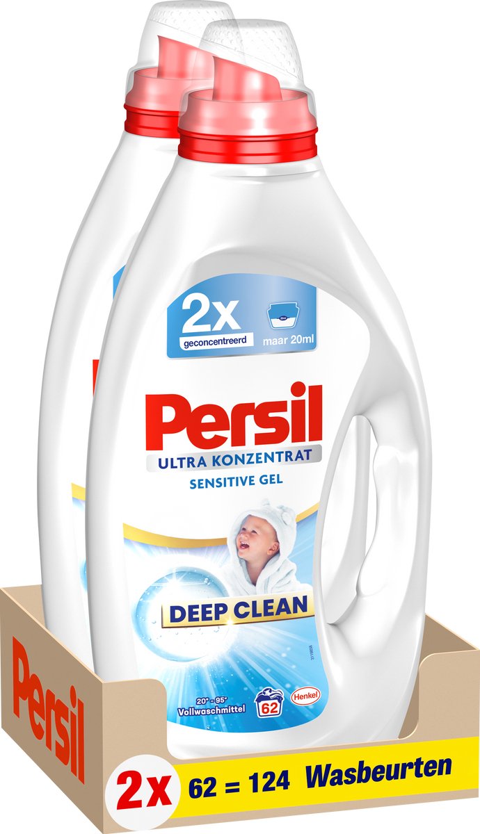 Persil lessive sensible ultra concentrée | 2 x 62 lavages | emballage de valeur