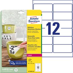 Étiquettes avery l4776rev-20 blanches 240 pièces