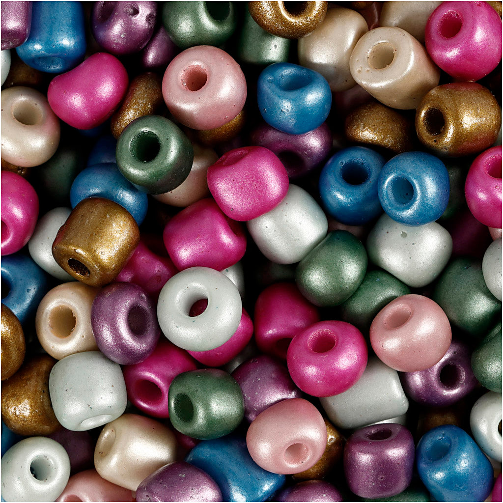 Perles de rocaille Creativ company, d 5 mm, taille 4 0, diamètre du trou 1,2 mm, couleurs métallisées, 720 gr 1 boîte