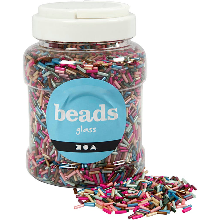 Mélange de perles Creativ company, l : 6 mm, d 1,5-2 mm, taille du trou 1 mm, couleurs métallisées, 520 gr 1 boîte