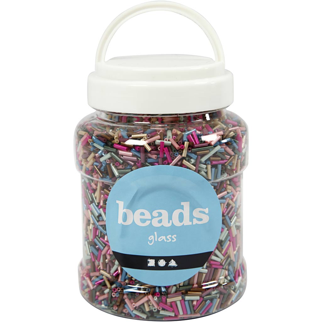 Mélange de perles Creativ company, l : 6 mm, d 1,5-2 mm, taille du trou 1 mm, couleurs métallisées, 520 gr 1 boîte