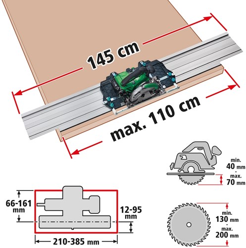 Wolfcraft Wolfcraft Guide rail pour la scie à cercle à main FKS 145