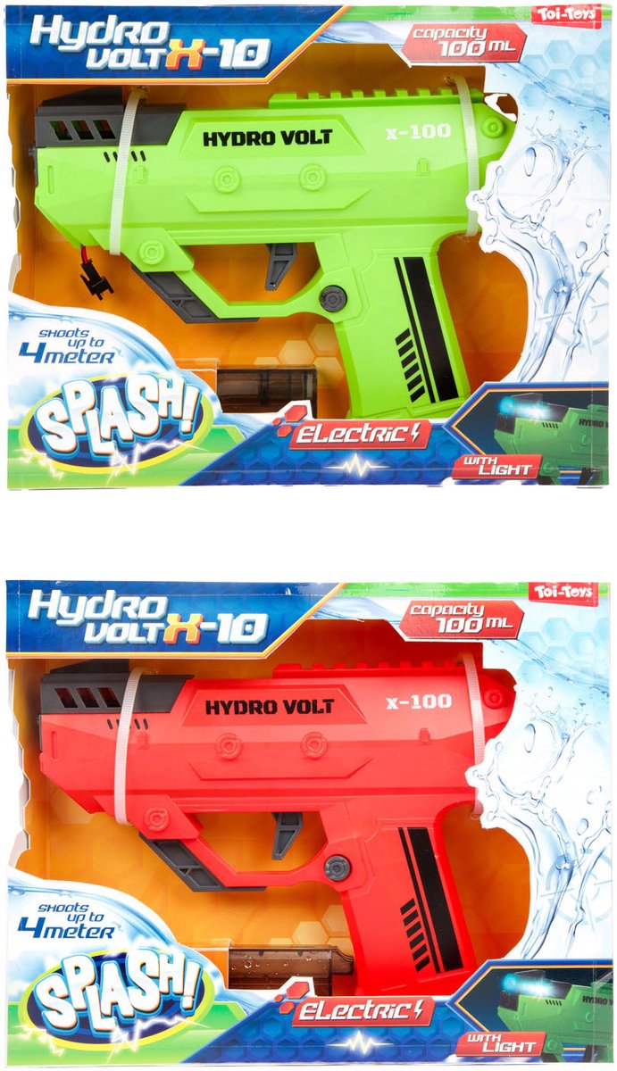 Vague de pistolet à eau électrique aux éclaboussures avec rouge vert clair