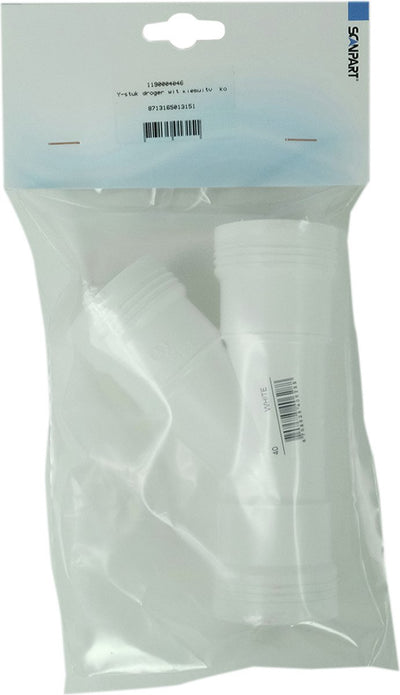 Bonde en Y Scanpart en PVC - convient pour lave-linge et sèche-linge - accessoire - pièce de raccord - pour 2 tuyaux d'évacuation d'eau