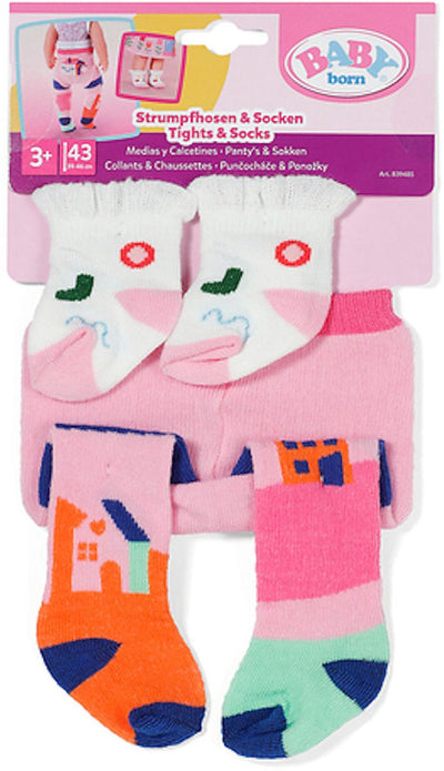Ensemble de vêtements de poupée Baby Born collants et chaussettes 43 cm multicolore.