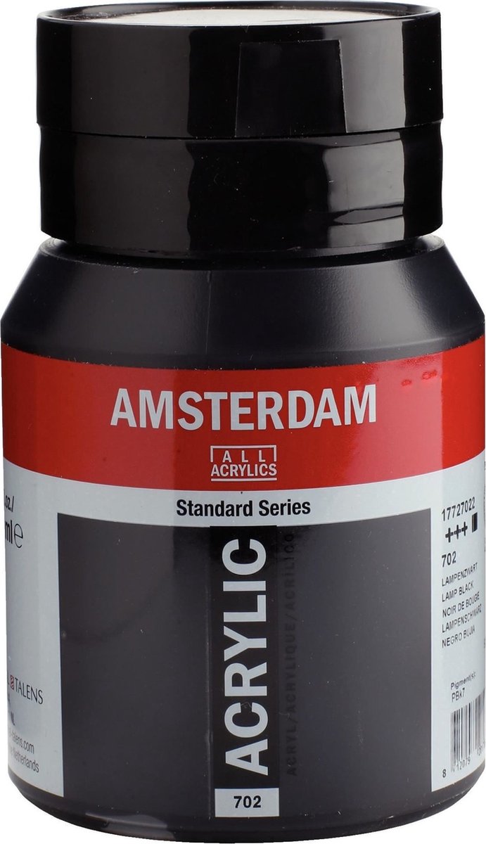 Pot de peinture acrylique série standard Amsterdam 500 ml noir lampe 702