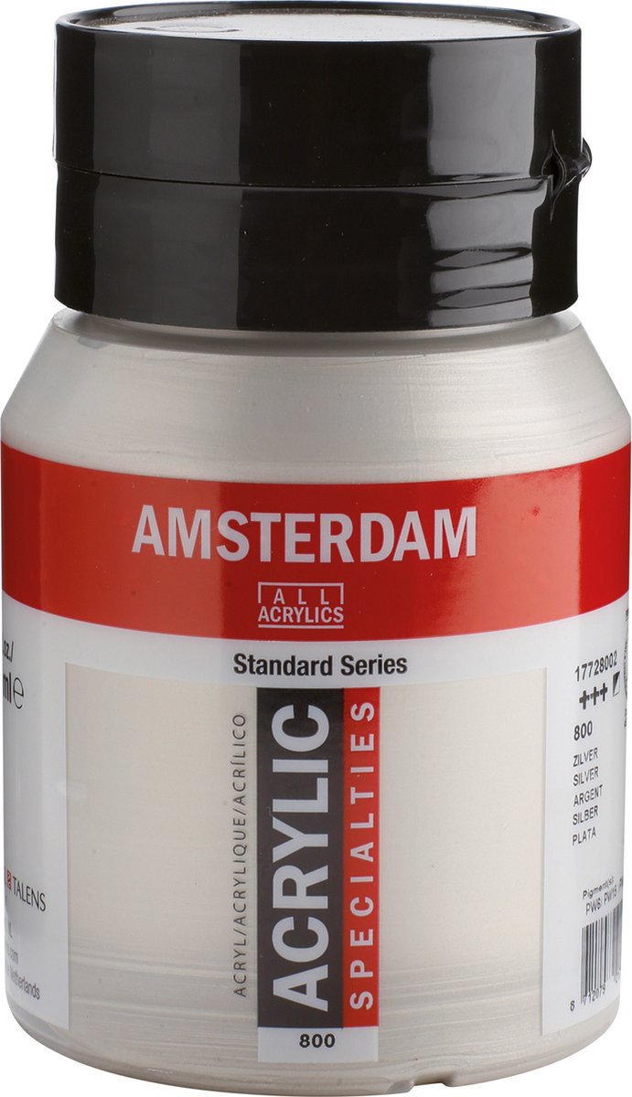 Pot de peinture acrylique série standard Amsterdam 500 ml argent 800